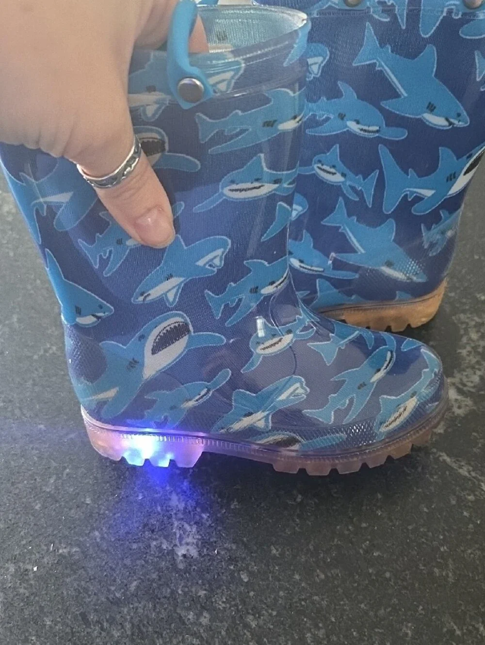Kids Shark Print Rain Boots - Blue